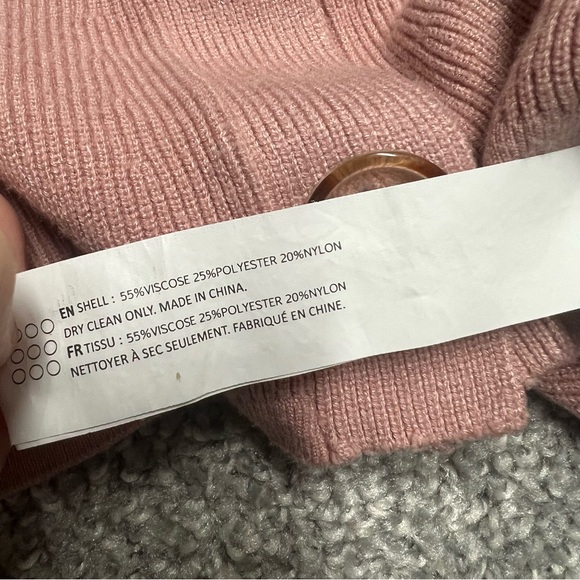 En Saison Sweater Women Small Pink Flared Crop Short Sleeve Cardigan Knit V Neck - Picture 6 of 7